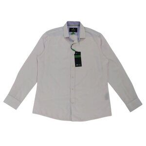 Tom Baine Mens Slim Fit Long-Sleeve Button-Up Shirt White Size L.